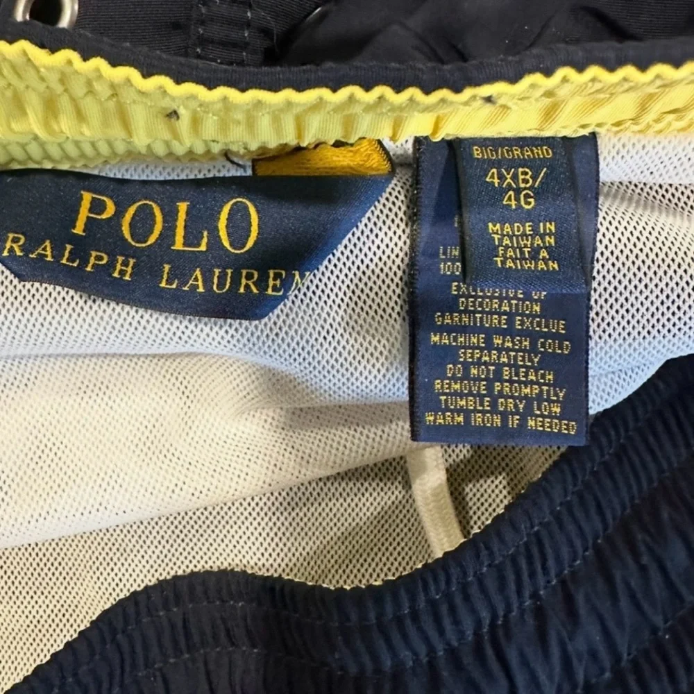 Polo Ralph Lauren Swim Trunks Mens Big & Tall Navy Blue Pony Logo Shorts Size 4X - Picture 3 of 7